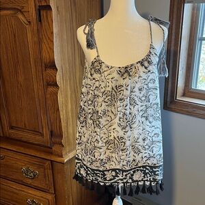 Sundance Black and White Floral Blouse